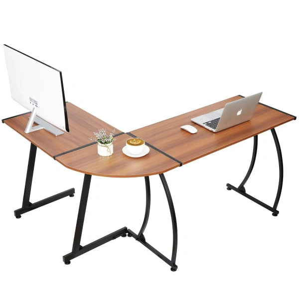 LShaped Computer Desk 58a Reversible MDF Corner Gaming Desk, Walnut