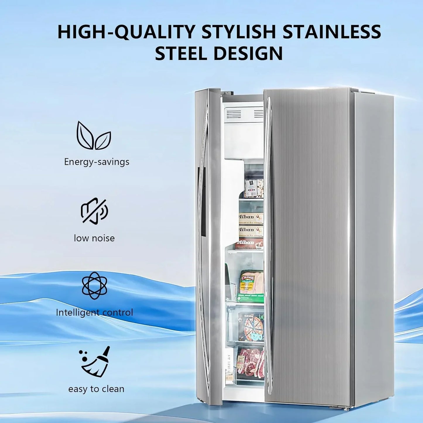 36" Side By Side 20.01 Cu. ft. Built-in Refrigerator with Freezer & Ice Maker Included